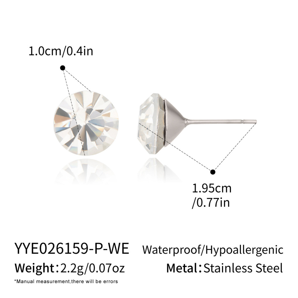 Minimalist Style Waterproof Hypoallergenic Stainless Steel Colorful Stud Earrings