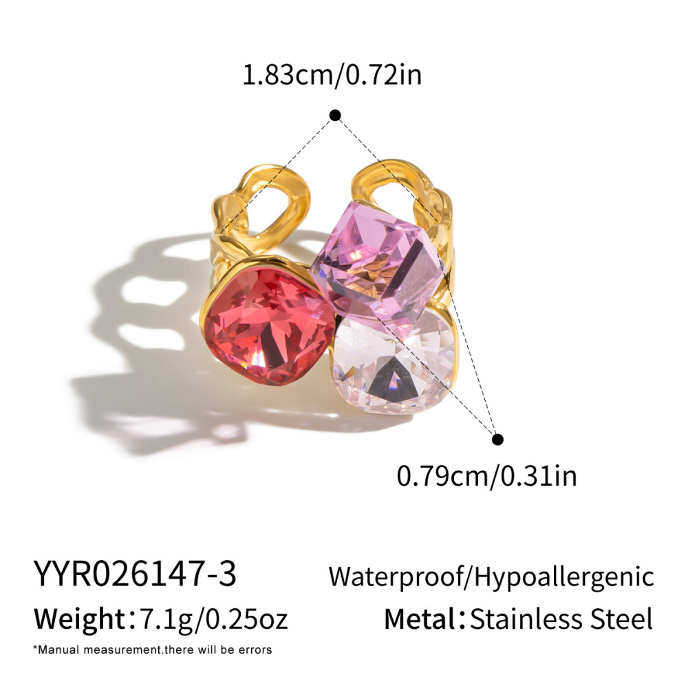 Fashion Jewelry Wholesale Boho Stainless Steel Geometric Colorful Rings
