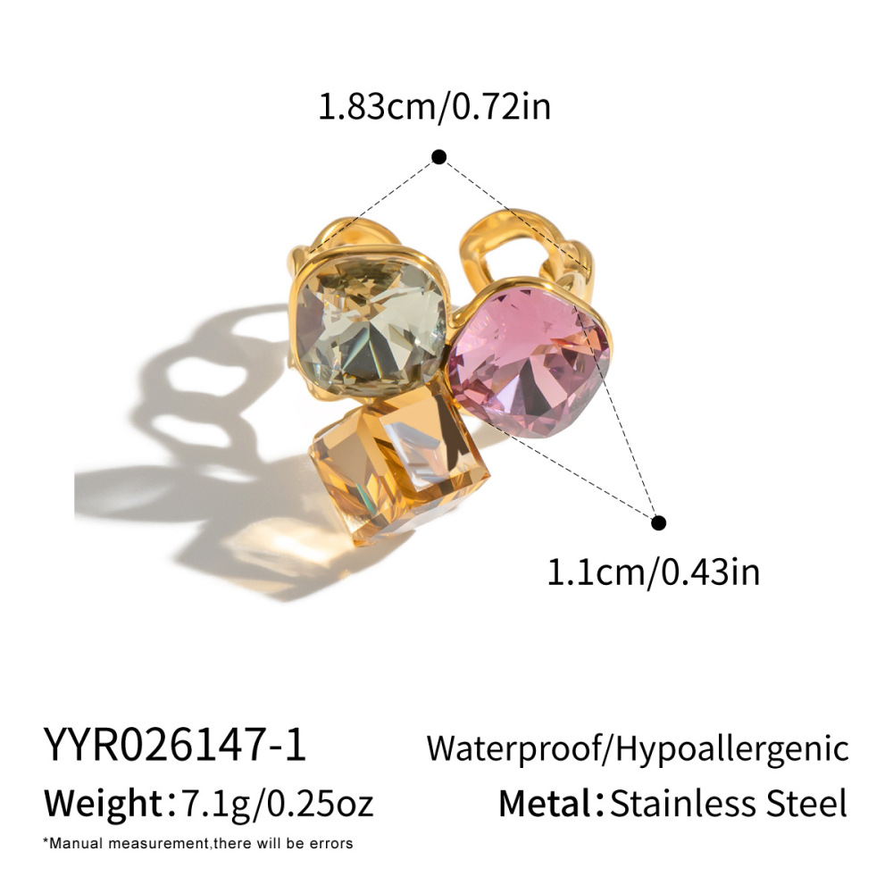 Fashion Jewelry Wholesale Boho Stainless Steel Geometric Colorful Rings