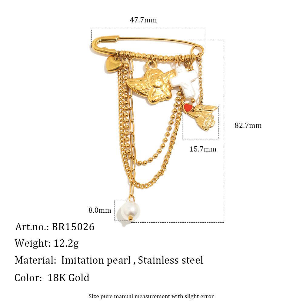 Jewelry Accessories Waterproof Stainless Steel Sun Flower Heart Pearl Charms Brooches Wholesale