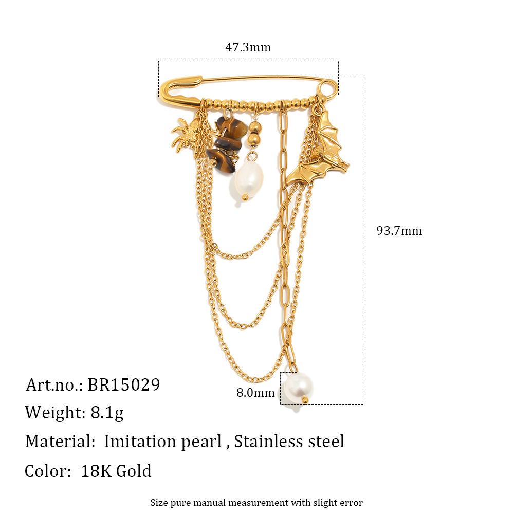 Jewelry Accessories Waterproof Stainless Steel Sun Flower Heart Pearl Charms Brooches Wholesale