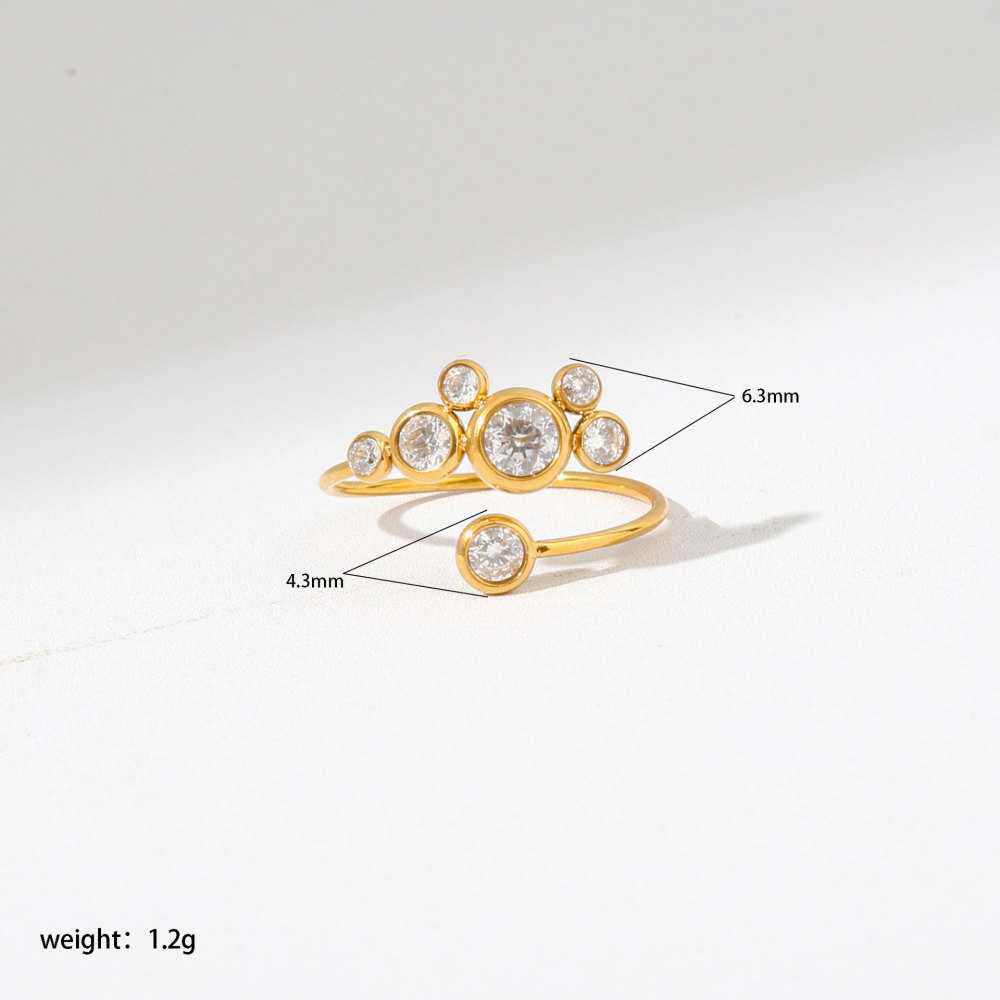 Fashion Jewelry Wholesale Stainless Steel Geometric Colorful Zircon Rings