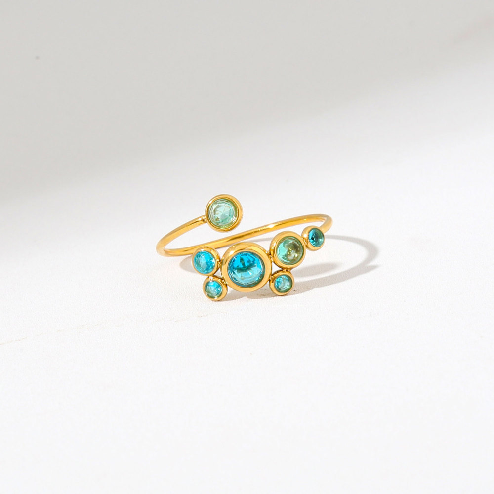 Fashion Jewelry Wholesale Stainless Steel Geometric Colorful Zircon Rings