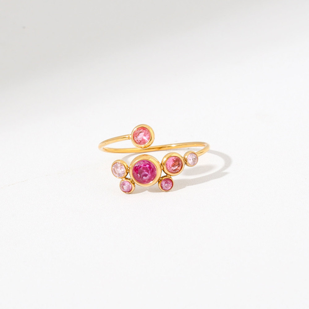 Fashion Jewelry Wholesale Stainless Steel Geometric Colorful Zircon Rings