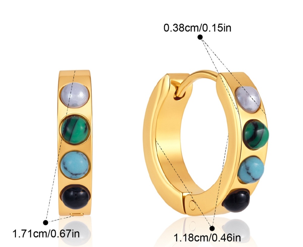 IVIAPRO Jewelry Waterproof Hypoallergenic Stainless Steel Natural Colorful Stones Hoop Earrings Wholesale