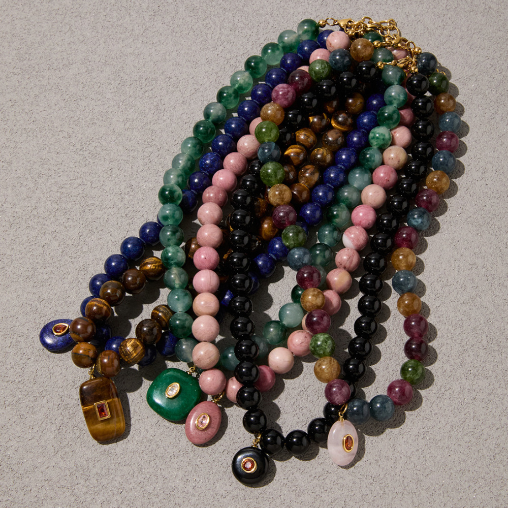 New Beads Jewelry Natural Colorful Stones Crystal Beaded Pendant Necklace Wholesale