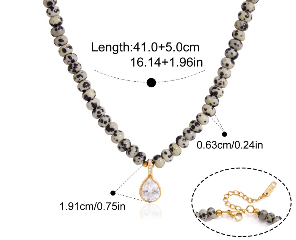 New Autumn & Winter Beads Jewelry Stainless Steel Geometric Pendant Natural Colorful Stones Crystal Beaded Necklace Wholesale