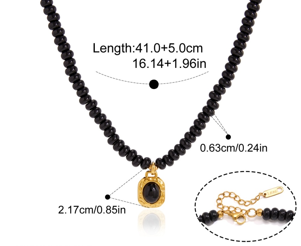 New Autumn & Winter Beads Jewelry Stainless Steel Geometric Pendant Natural Colorful Stones Crystal Beaded Necklace Wholesale