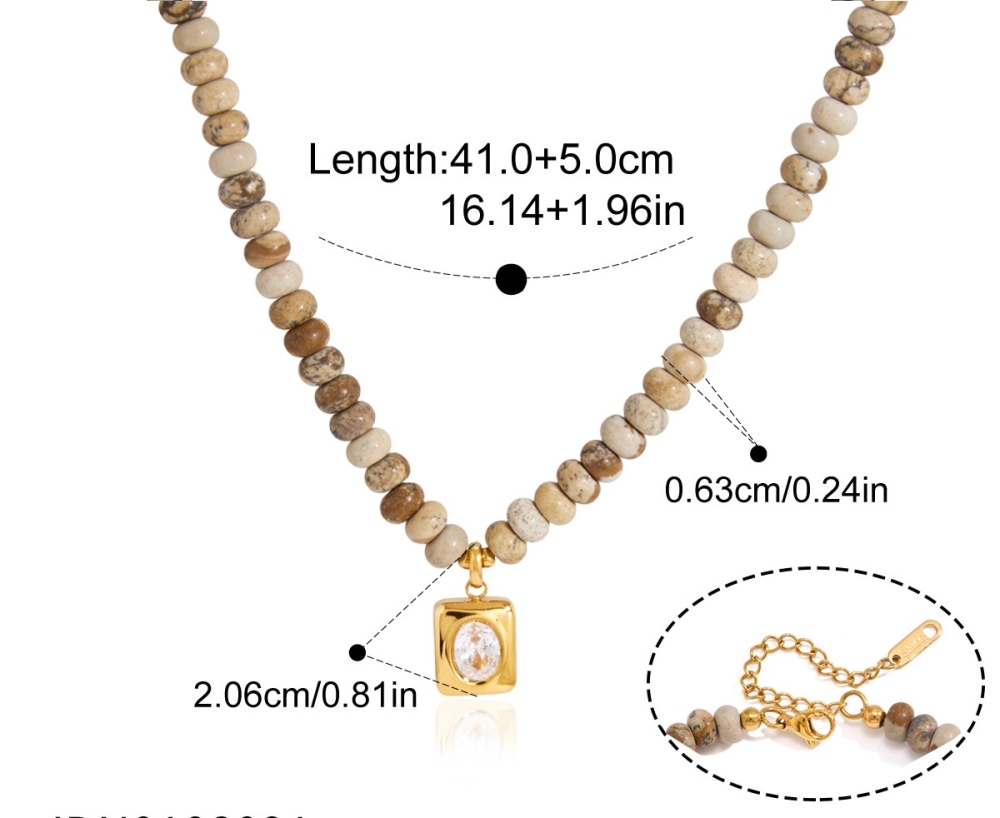 New Autumn & Winter Beads Jewelry Stainless Steel Geometric Pendant Natural Colorful Stones Crystal Beaded Necklace Wholesale