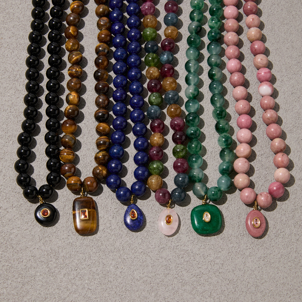 New Beads Jewelry Natural Colorful Stones Crystal Beaded Pendant Necklace Wholesale