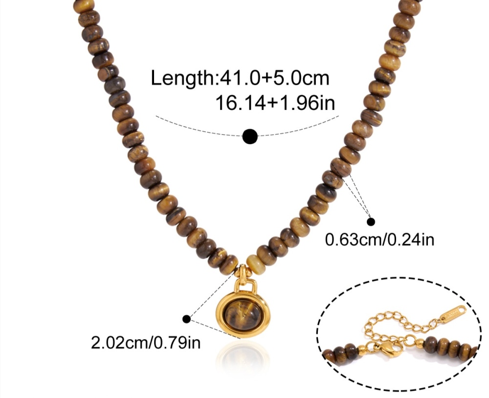 New Autumn & Winter Beads Jewelry Stainless Steel Geometric Pendant Natural Colorful Stones Crystal Beaded Necklace Wholesale