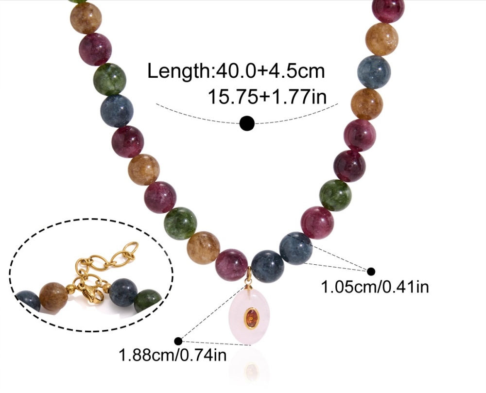 New Beads Jewelry Natural Colorful Stones Crystal Beaded Pendant Necklace Wholesale