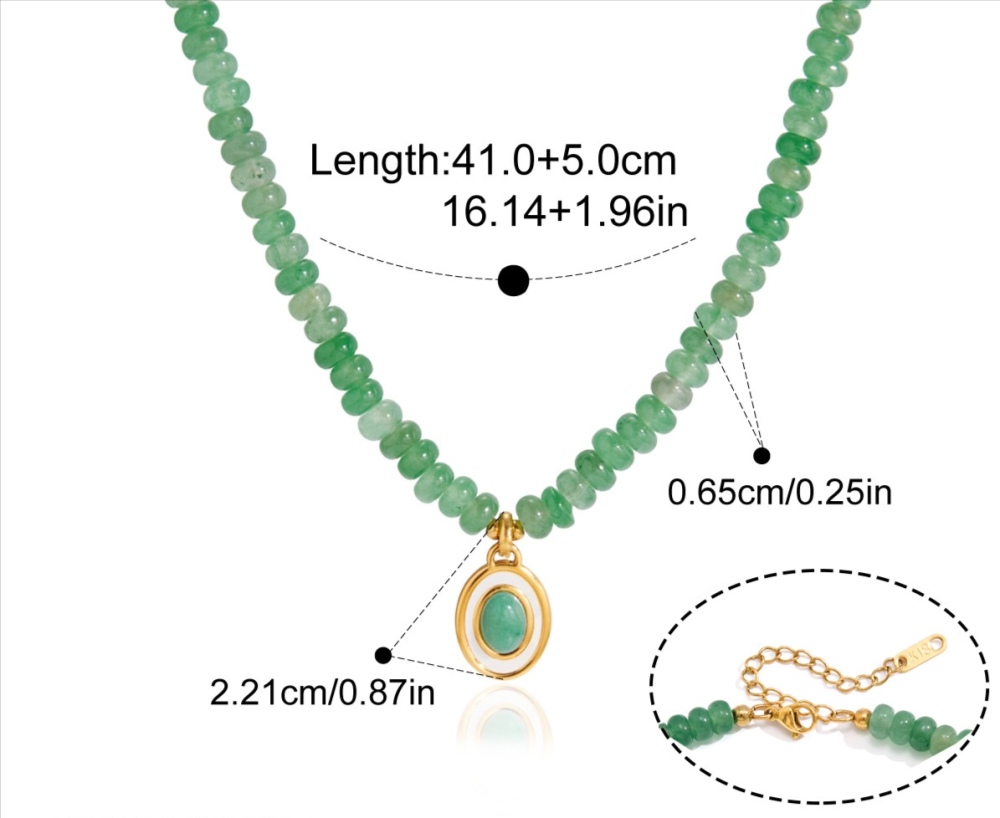New Autumn & Winter Beads Jewelry Stainless Steel Geometric Pendant Natural Colorful Stones Crystal Beaded Necklace Wholesale