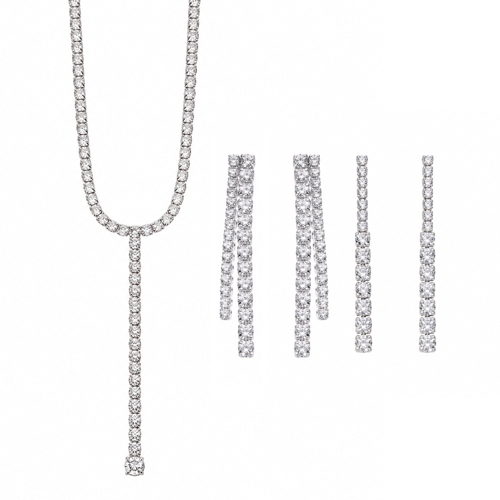IVIAPRO Fashion Jewelry Wholesale Stainless Steel Waterproof CZ Tennis Chain Y-shaped Long Necklace
