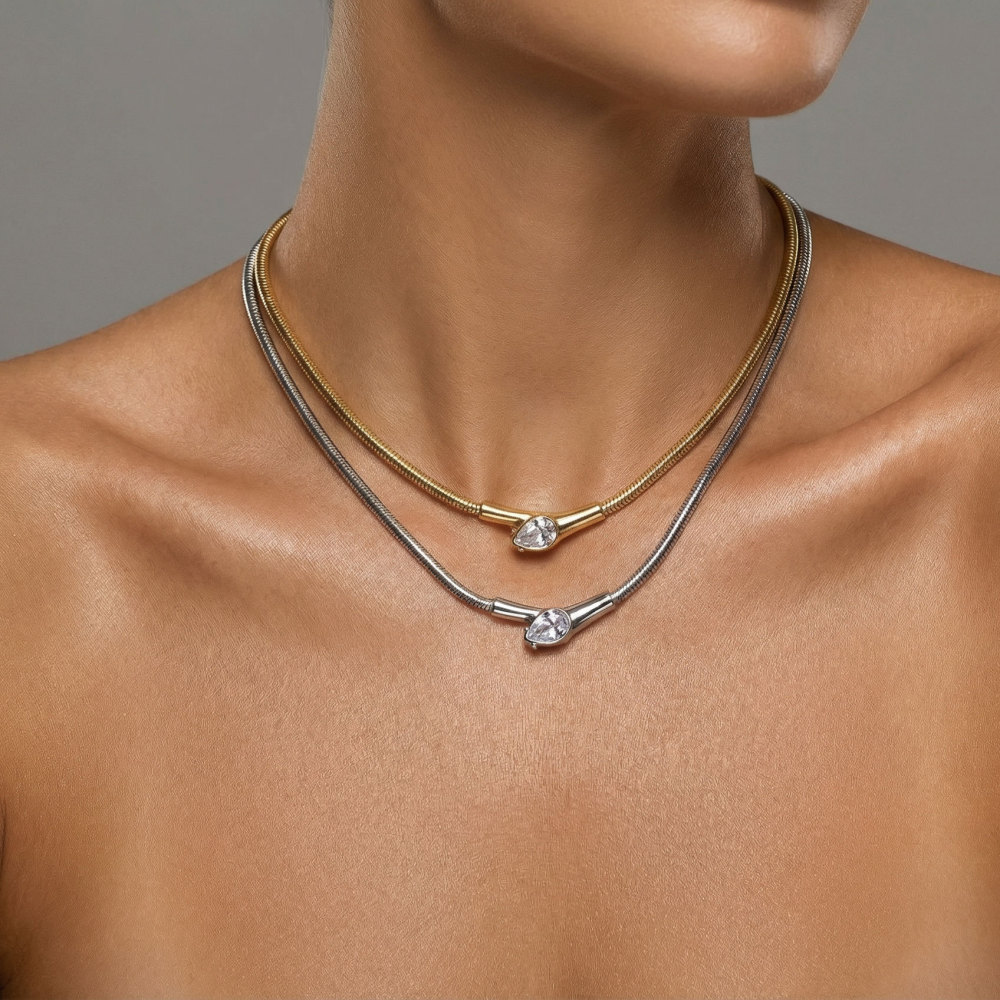 Fashion Jewelry Wholesale Stainless Steel Waterproof Boho Snake Head Necklace