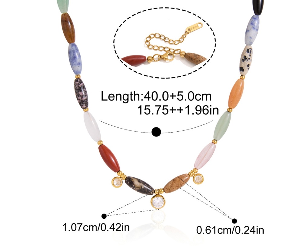 New Beads Jewelry Natural Colorful Stones Crystal Beaded Teardrop Charms Pendant Necklace Wholesale