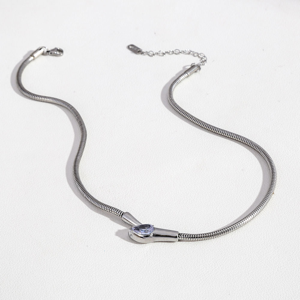 Fashion Jewelry Wholesale Stainless Steel Waterproof Boho Snake Head Necklace