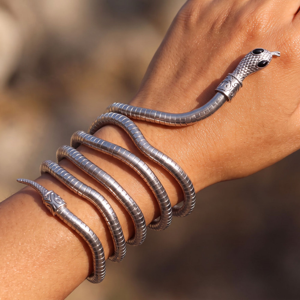 Fashion Stainless Steel Waterproof Hip Hop Style Snake Shaped Necklace Bracelet Multi Used Jewelry Wholesale