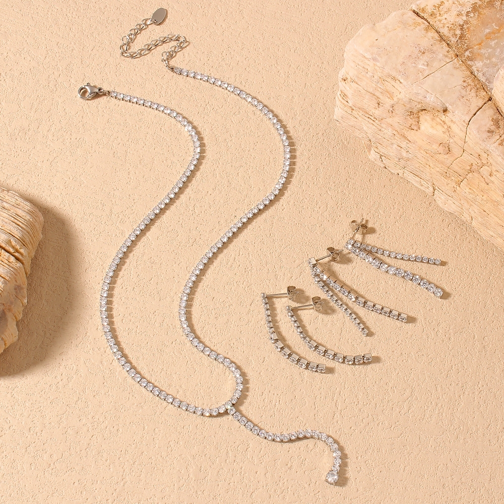 IVIAPRO Fashion Jewelry Wholesale Stainless Steel Waterproof CZ Tennis Chain Y-shaped Long Necklace