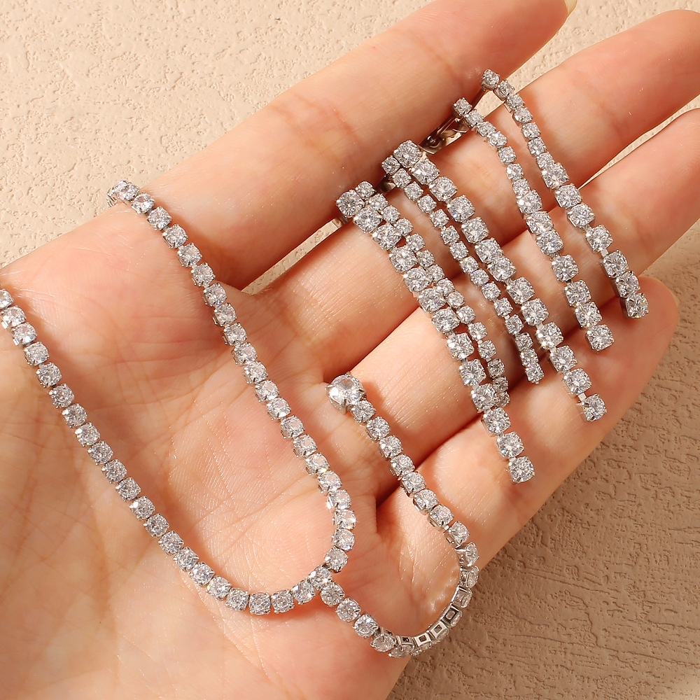 IVIAPRO Fashion Jewelry Wholesale Stainless Steel Waterproof CZ Tennis Chain Y-shaped Long Necklace