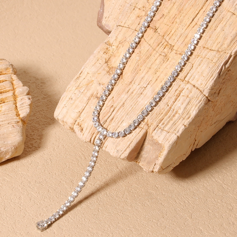 IVIAPRO Fashion Jewelry Wholesale Stainless Steel Waterproof CZ Tennis Chain Y-shaped Long Necklace