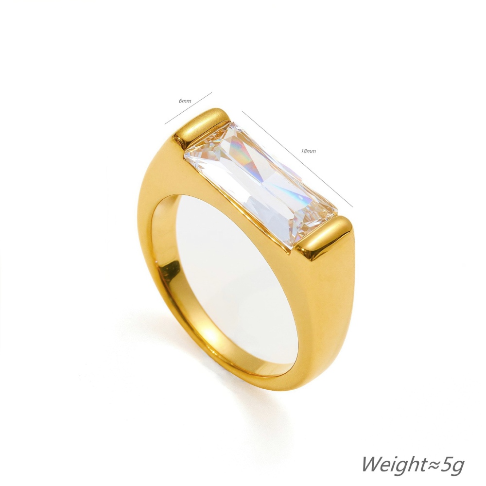 IVIAPRO Jewelry Wholesale Stainless Steel Tarnish Free Rectangle Shaped Zircon Ring