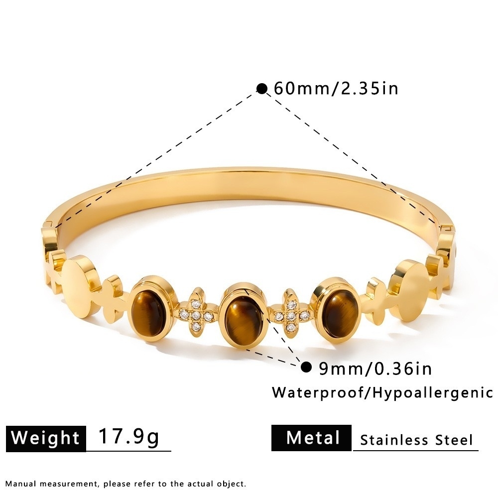 New Vintage Style Stainless Steel Jewelry Retro Tiger Eye Stones Bracelets Bangles Wholesale