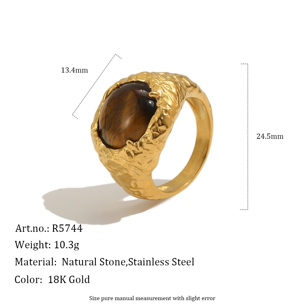 New Arrival Stainless Steel Tarnish Free Vintage Style Natural Stone Rings Jewelry Wholesale