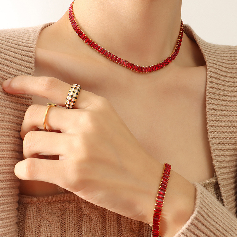 IVIAPRO Jewelry Wholesale 50% Off Waterproof Shiny Baguette Zircon Bracelet on Sale