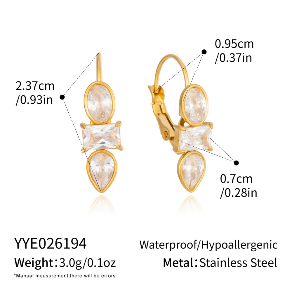 Trendy Hypoallergenic Stainless Steel Tarnish Free Geometric Zircon Hoop Earrings Jewelry Wholesale