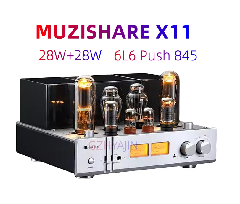 MUZISHARE X11 6L6 Push 845 Class A Vacuum Tube Power Amplifier HIFI Power Amp 4Ω/8Ω/16Ω28W+28W 115V/230V ± 5% (50Hz)