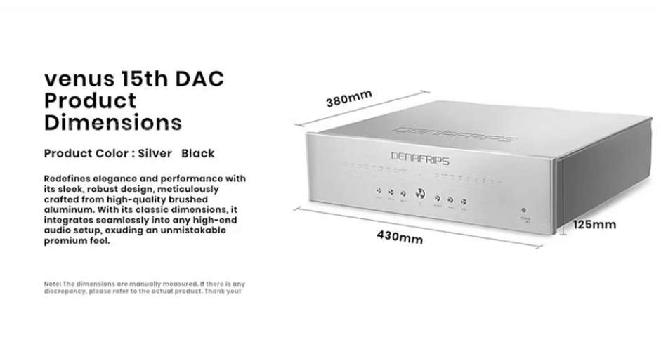 Denafrips VENUS 15th R2R Pure Balanced DAC Discrete Resistor 352.8/384KHz 11.28MHz(DSD4X USB&I2S onIy) RCA XLR Output
