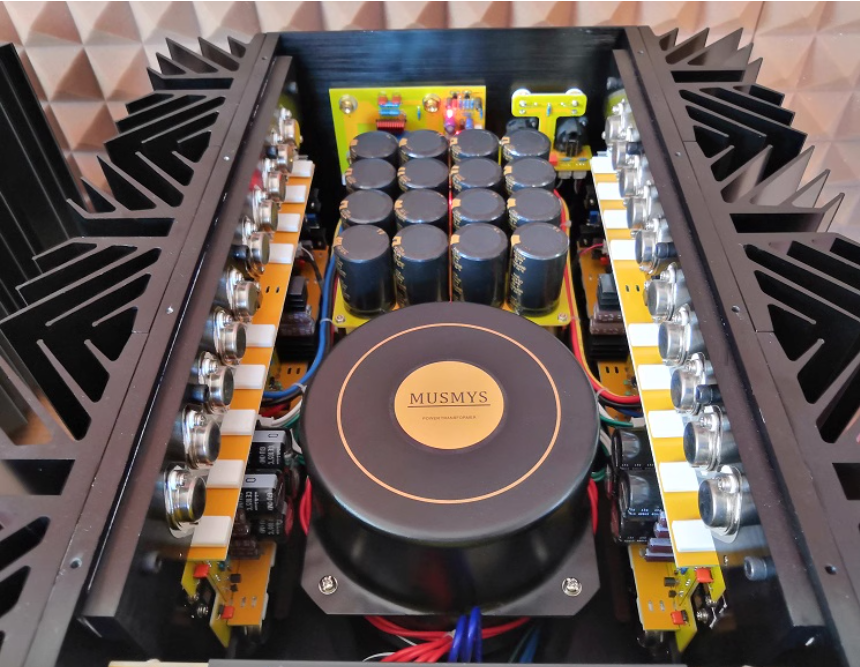 MUSMYS A-200 pure A-class 300W 8 Ω 20 pairs of gold sealed high-power tubes/each channel HIFI amplifier can drive impedance as low as 1 Ω, and the input adopts an exclusive self-developed full flat street low-noise module