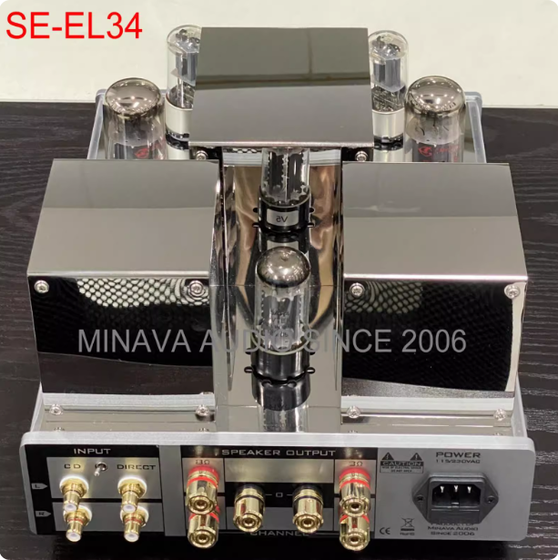 MinavaAudio EL34 Bluetooth Single ended Gallbladder Machine Class A Electronic Tube Amplifier Output Power 12W (Pure Class A, 8 Ω Load)