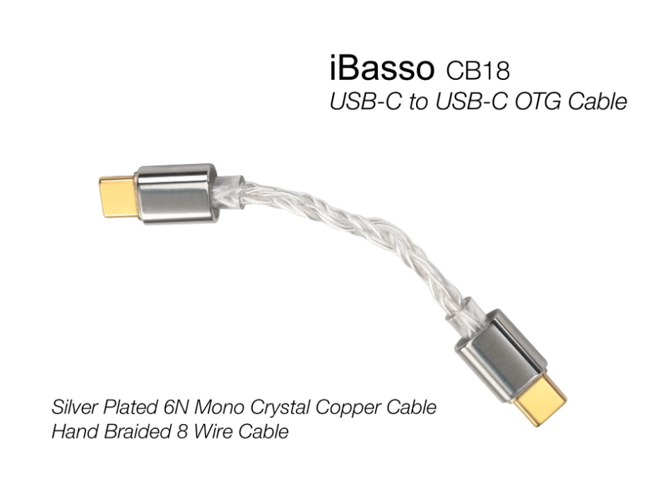 iBasso CB18 USB to USB C Audio Cable OTG Silver Plated 6N Mono Crystal Copper Cable for DC04pro DC07pro
