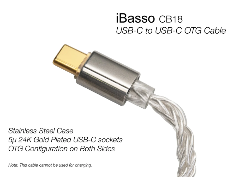 iBasso CB18 USB to USB C Audio Cable OTG Silver Plated 6N Mono Crystal Copper Cable for DC04pro DC07pro