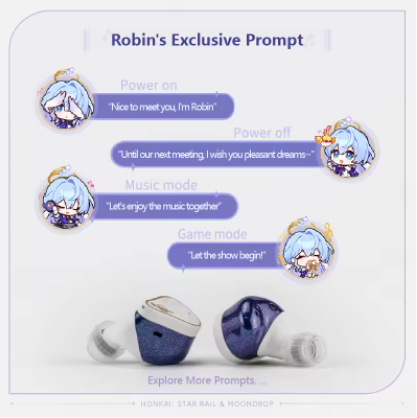 MOONDROP ROBIN Earphone Honkai Star Rail Robin's Earphones TWS Hybrid Dynamic Driver + Planar Driver ANC TWS Earphones