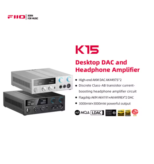 FiiO K15 Full Balance HiFi DAC and Headphone amp AK4497Sx2,Bluetooth 5.1 LDAC,USB Support DSD512 Coaxial/Optical/XLR4
