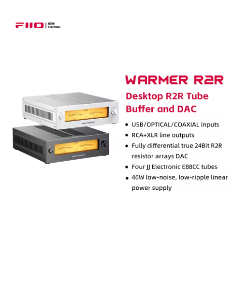 FiiO WARMER R2R Tube DAC/Amp, Fully Balanced 24Bit R2R Architecture, JJ E88CC Tube Buffer, USB/Optical/Coaxial Inputs