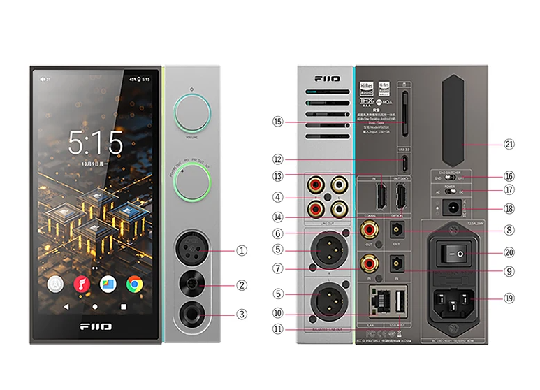 FiiO R9 Android Media streamer Network Player Full Decoder USB DAC AMP dual ES9038PRO chips MQA DSD512 PCM768k Bluetooth LDAC