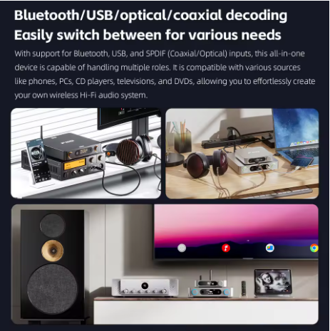 FiiO BR15 R2R High-Resolution Bluetooth 6.0 Audio Receiver,aptX Lossless & LDAC, 24-Bit R2R DAC, USB/Optical/Coaxial input