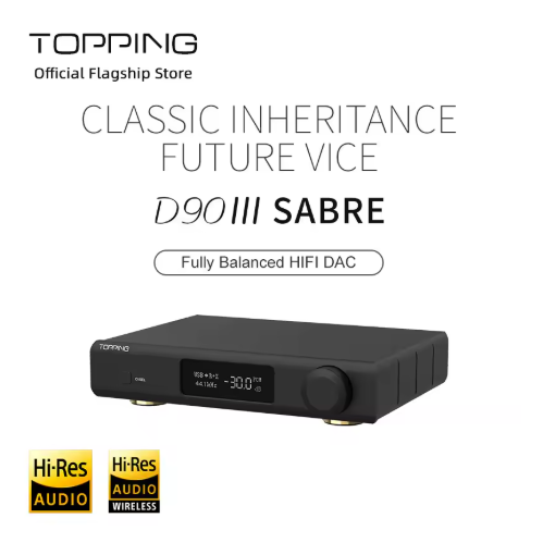 TOPPING D90 III Sabre Fully Balanced HIFI DAC Dual ESS9039S PRO BT5.1 Support LDAC DSD512 PCM768kHz Preamplifier Decoder