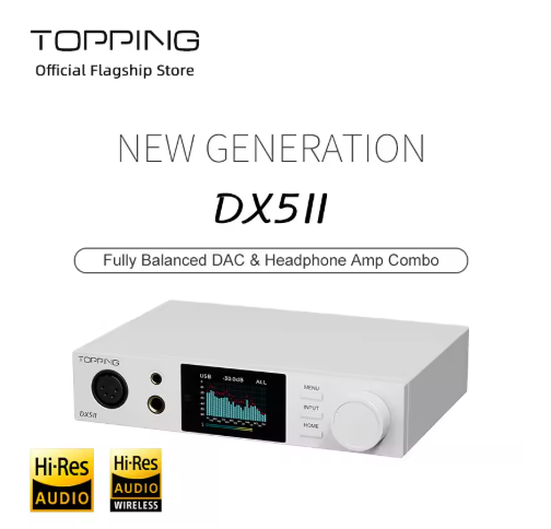 TOPPING DX5 II Fully Balanced DAC&Headphone Amp Combo ES9039Q2M X2 10-band high-percision PEQ BT 5.1 Support LDAC