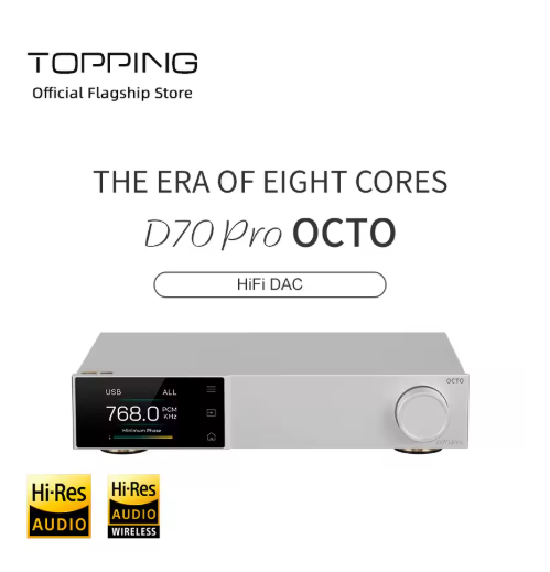 TOPPING D70 PRO OCTO HiFi DAC Bluetooth 5.1 Support LDAC with RCA XLR Output Remote Control Hi-res Audio Decoder