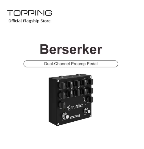 TOPPING Berserker Dual-Channel Preamp Pedal each with its own Gain, Volume, and 3-band EQ (Bass, Mid, Treble)