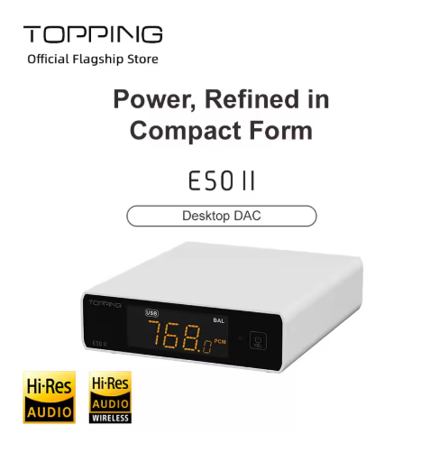 TOPPING E50 II Desktop DAC AK4497S DAC Chip Intelligent Detection Engine Mobile App Control Customizable PEQ