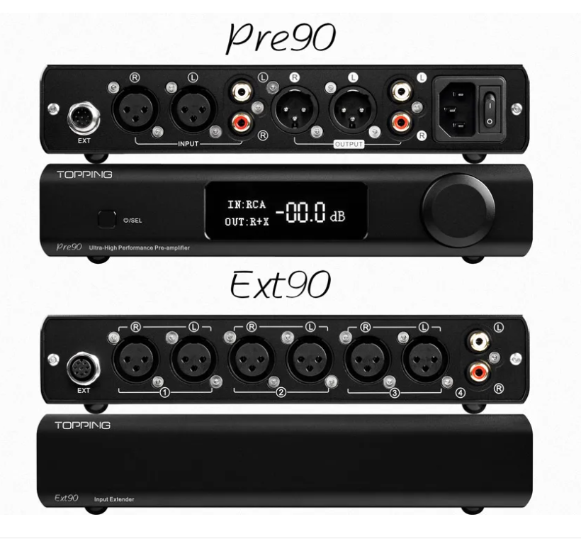 TOPPING Pre90 Preamplifier or Ext90 Input Extender Hi-Res Audio Ultra-High NFCA Modules AMP RCA/XLR Output