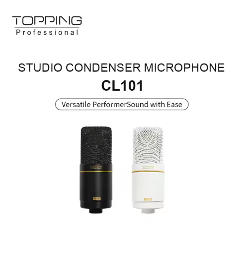 TOPPING CL101 Studio Condenser Microphone - Cardioid Polar Pattern, Ultra-Low Noise, 34mm Gold-Plated Capsule, Professional Reco