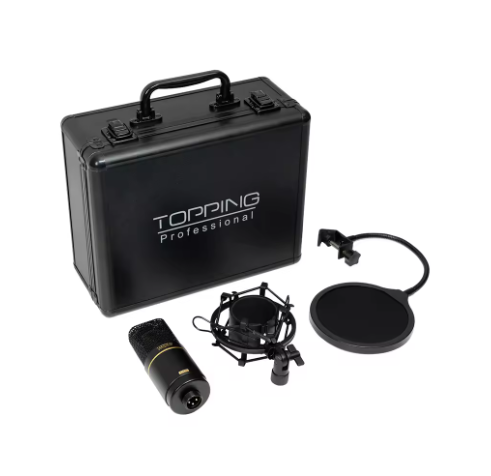 TOPPING CL101 Studio Condenser Microphone - Cardioid Polar Pattern, Ultra-Low Noise, 34mm Gold-Plated Capsule, Professional Reco