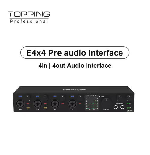 TOPPING E4x4 Pre professional audio interface computer live streaming recording mixing 8 DAW channels 4 LoopBack channels
